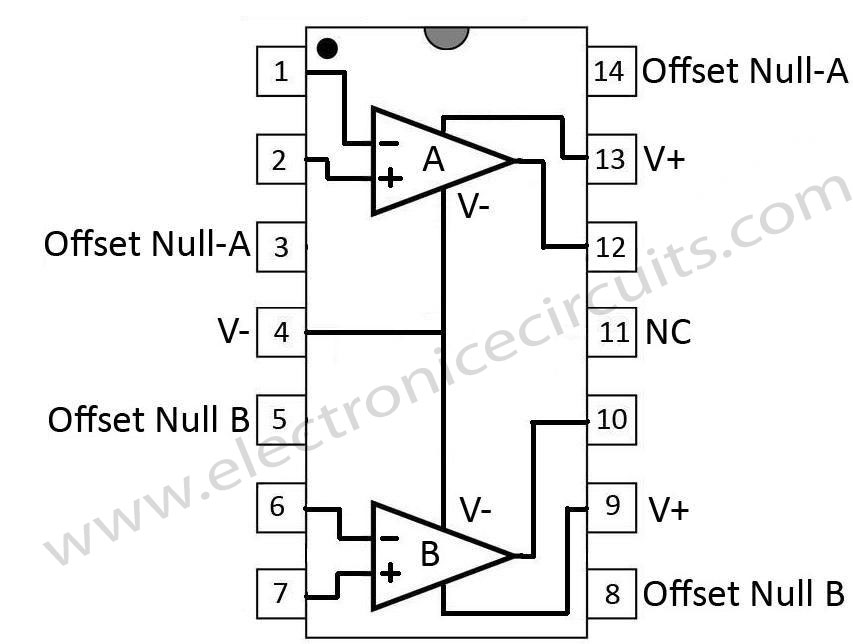 741-dual-op-amp-14-pin-configurations-top-view