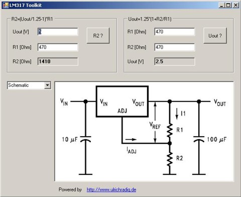 lm317 calculator software, lm317 toolkit download, lm 317