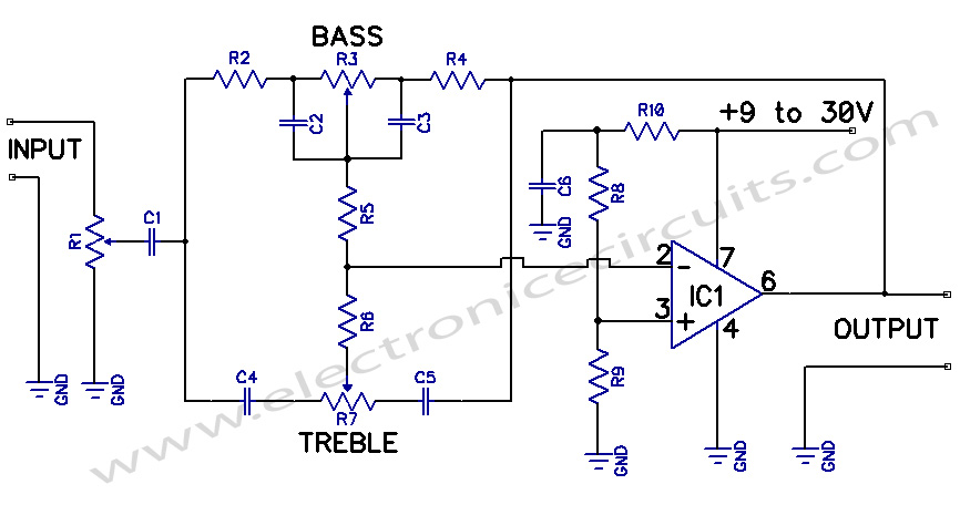 tone control using 741 ic