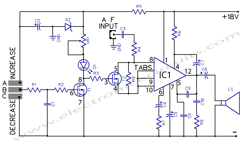 touch controlled amplifier circuit