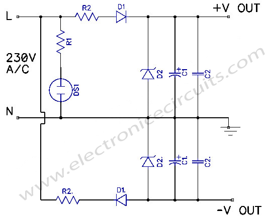 transformerless dual power supply circuit