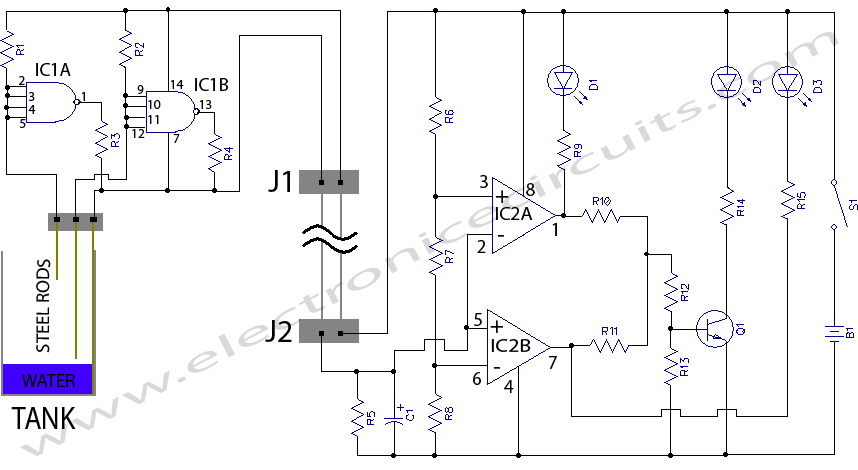 water level indicator circuit diagram