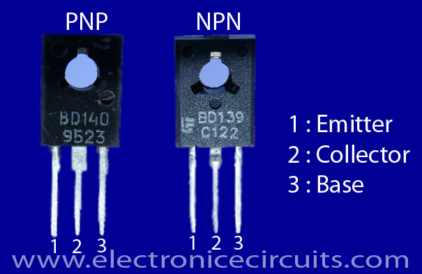 BD140 pnp BD139 npn transistor pin Configuration pinout