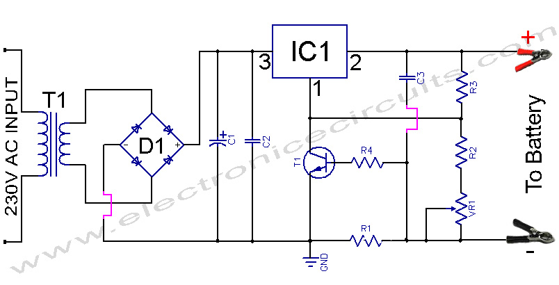 battery charger using lm317 voltage  regulator ic