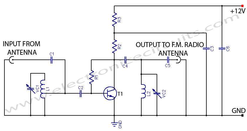 FM Booster Active FM Antenna Amplifier circuit