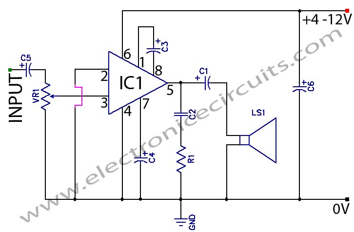 LM386 LOW Voltage Audio Power Amplifier circuit