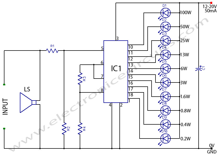 loudspeaker speakeraudio output  power indicator  circuit for power amplifier