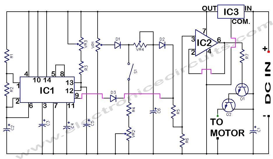 Toy Motor Control circuit speed inertia brake cruising controller