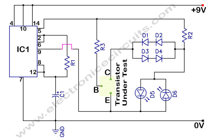 In Circuit Transistor Tester Schematic