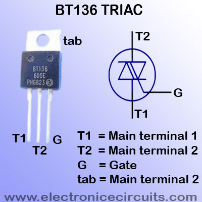 BT136 triac pin configuration Passivated, sensitive gate triac