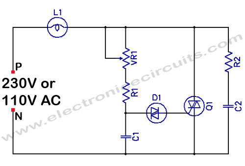 filament light dimmer circuit using bt136 triac DB3 diac