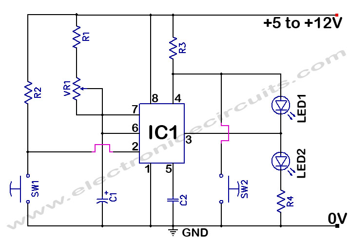 555 Timer Time Delay Circuit diagram