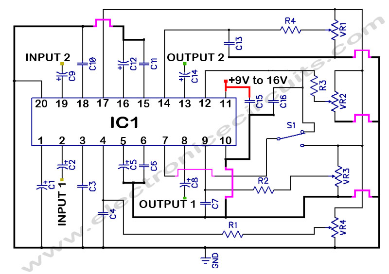 lm1036 Tone bass treble loudness Volume Balance controller circuit lm1036n