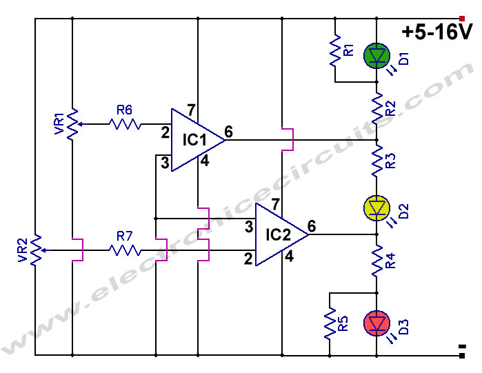 Battery Charge Nominal Discharge Low Indicator Circuit Diagram