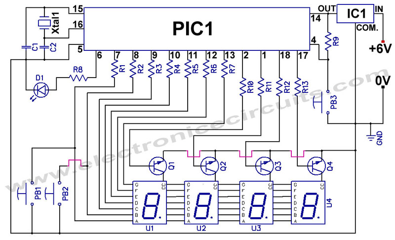 7 Segment Digital Clock Circuit Diagram - Pic 16f 24 Hour Clock Circuit Diagram - 7 Segment Digital Clock Circuit Diagram