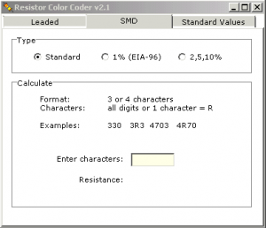 Surface Mount Device (SMD) Markings Code Decoder Calculator Software