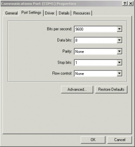 com port configuration tab settings for ic prog