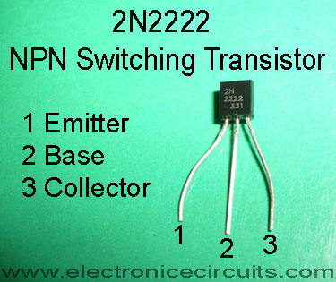 2N2222 NPN switching transistor pin configuration