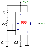 555 Timer Astable Duty cycle > 50 Circuit Design