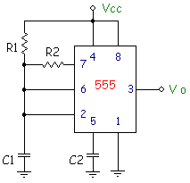 555 Timer IC Astable Duty cycle = 50 Circuit