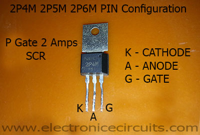 2P4M 2P5M 2P6M P-gate SCR PIN configuration Pinout